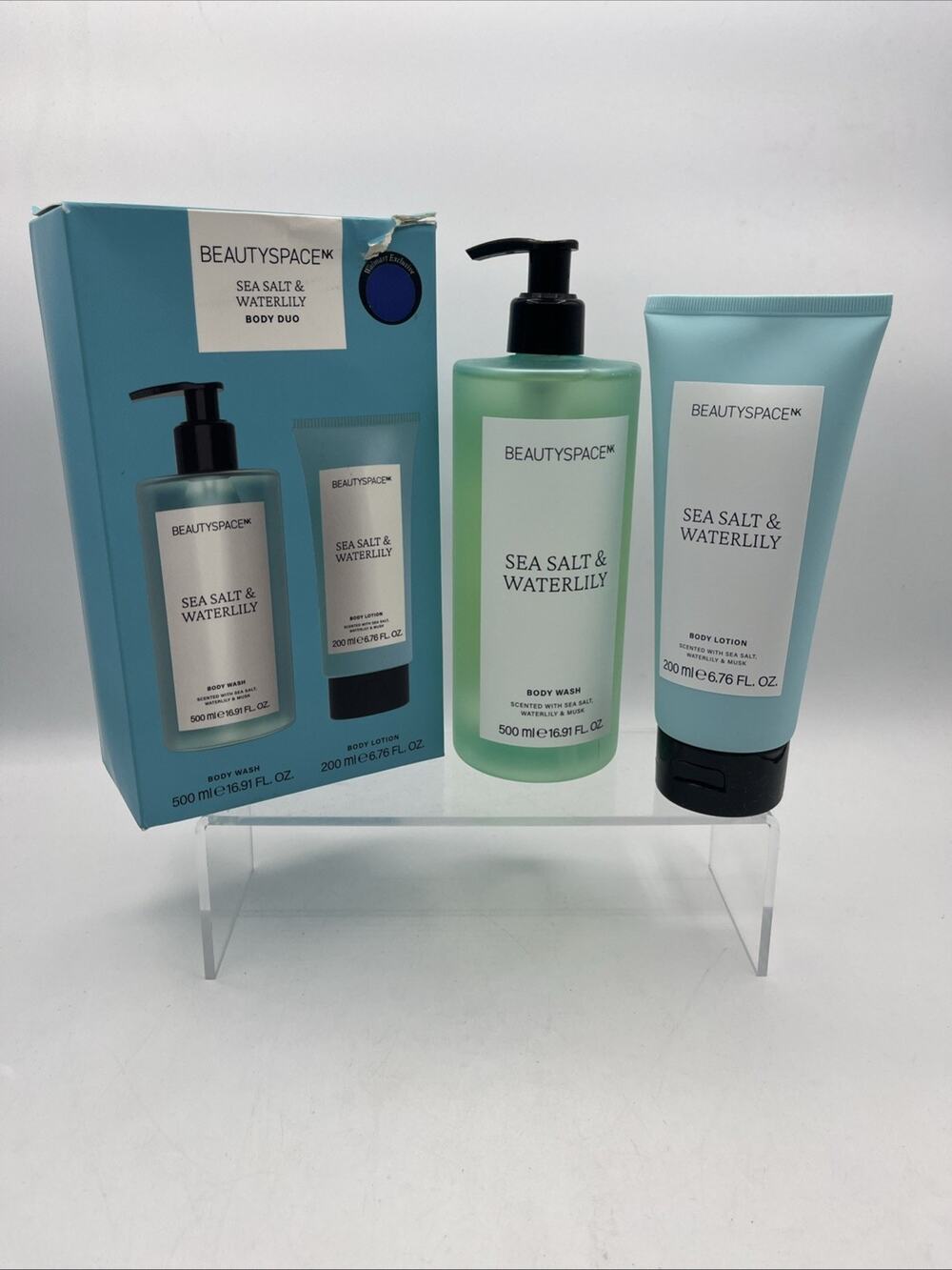 Beauty Space Body Duo Sea Salt and Waterlily by BeautySpace - 2 Pc Kit Set, NIB
